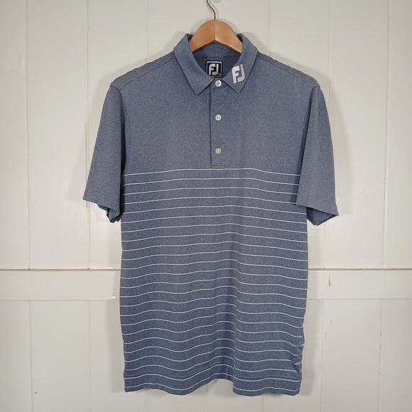 FootJoy Other - FootJoy FJ Logo Golf Polo Shirt Mens M Blue Striped Athletic Fit Short Sleeve